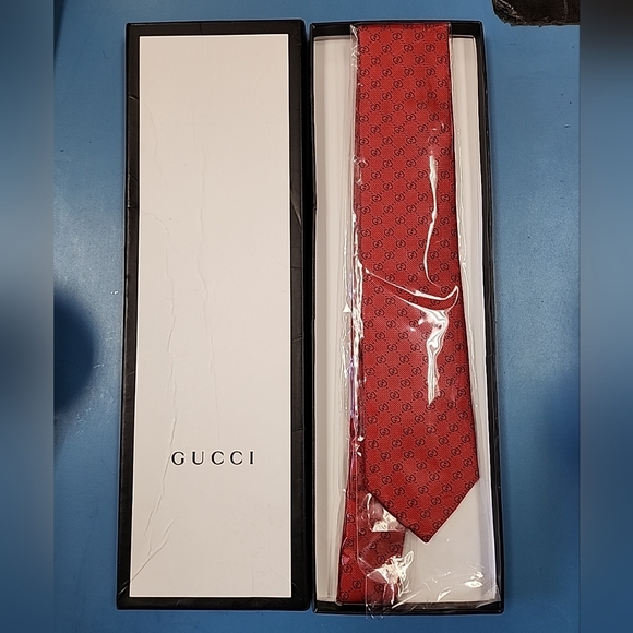 NWT GUCCI necktie GG Rambus silk Authentic T20878 - Picture 1 of 3